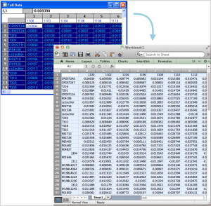 Data table from Pirouette pasted into Excel for Mac